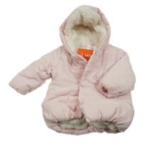 Nové - světlerůžová šusťáková zimní bunda s kapucí 