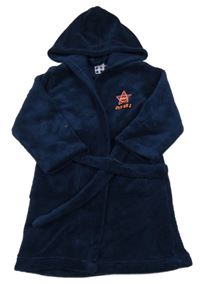 Tmavomodrý chlupatý župan s hvězdou a kapucí 