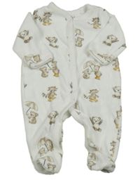 Bílý sametový overal s medvídky C&A