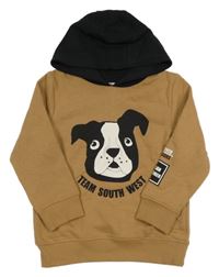 Hnědá mikina s pejskem a černou kapucí Topolino