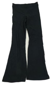 Čierne rebrované flare nohavice Tu