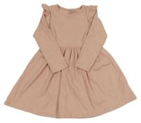 Svetloružové rebrované šaty s volánikmi F&F