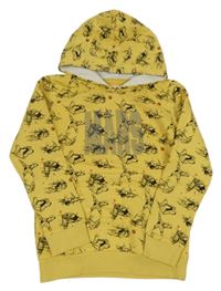 Žltá mikina s raketami a kapucňou Zebralino