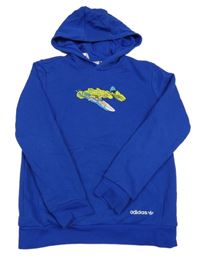 Modrá mikina s potiskem a kapucí Adidas