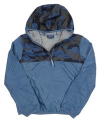 Modro-tmavošedá army šusťáková jarní bunda s kapucí Pepperts