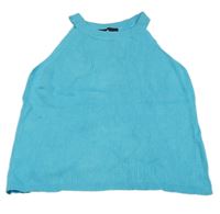 Modrý pletený rebrovaný crop top C&A