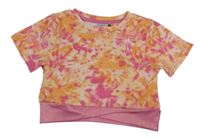 Ružovo-oranžové batikované športové crop tričko Ergeenomixx