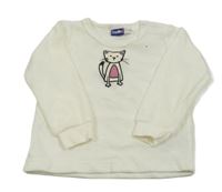 Biela zamatová mikina s mačkou Lupilu