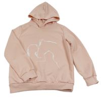 Svetloružová mikina s potlačou a kapucňou