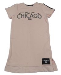 Svetloružové teplákové šaty s nápisom C&A