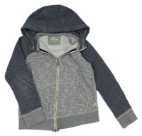 Tmavomodro-sivá melírovaná prepínaci mikina s kapucňou WE