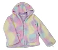 Farebná duhová huňatá podšitá bunda s kapucňou H&M
