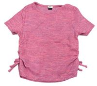 Ružovo-modré melírované rebrované crop tričko River Island