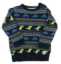 Tmavomodrý sveter s dinosaurami F&F
