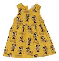 Okrové bavlnené šaty s Minnie Disney