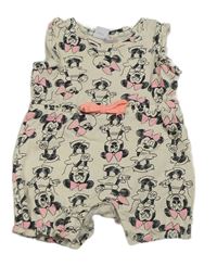 Smetanový letní bavlněný overal s Minnie Disney 