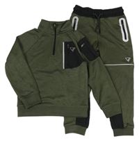 2set - Kaki-čierna športové mikina + nohavice Matalan