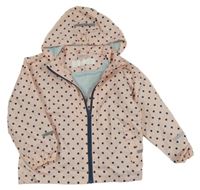 Broskvová šusťáková jarní bunda s puntíky a kapucí Impidimpi