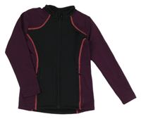 Černo-vínová propínací sportovní mikina 