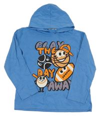 Modrá mikina s loptami a kapucňou H&M