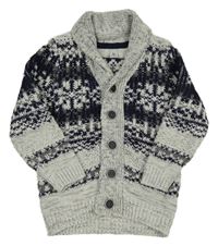 Sivo-tmavomodrý vzorovaný prepínaci sveter TU