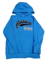 Azurová mikina s nápisem a kapucí V by Very