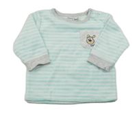 Mátovo-biela pruhovaná zamatová mikina s psíkom Ergee