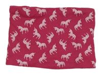 Fuchsiový pletený nákrčník s jednorožcami X-mail