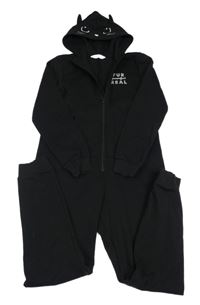 Černá tepláková kombinéza s kapucí - kočka H&M