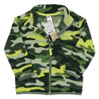 Nové - Zelená army fleecová propínací mikina Anko