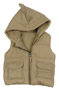 Béžová šusťáková prošívaná zateplená vesta s kapucí George