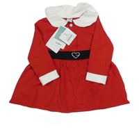 Nové - Červeno-biele bavlnané šaty so srdiečkom a golierikom Dopodopo