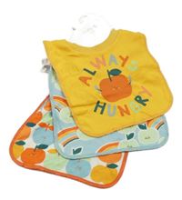 Nové - 3x - Žltý + svetlomodrý + oranžový podbradník s jablíčky Tu