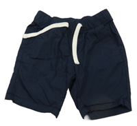 Tmavomodré plátenné kraťasy H&M