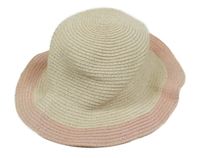 Bílo-růžový třpytivý letní klobouk Pocopiano 