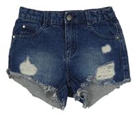 Tmavomodré riflové roztřepené kraťasy s prošoupáním Reserved 