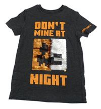 Tmavošedé tričko s Minecraft a překlápěcích flitrů George 