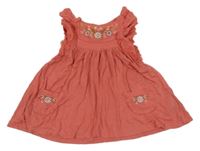 Korálové lehké šaty s madeirou Next