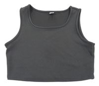 Sivý rebrovaný crop top Shein