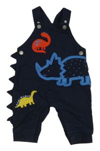 Tmavomodré plátěné podšité kalhoty s dinosaury Bluezoo