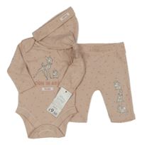 Nové - 3set - Světlerůžové body s Bambim + tepláky + čepice Disney