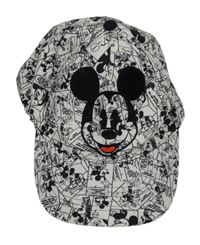 Bílo-černá plátěná kšiltovka s Mickeym 