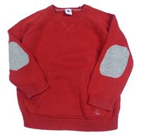 Červený vlnený sveter s vreckom PETIT BATEAU