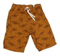 Medové plátěné kraťasy s dinosaury H&M