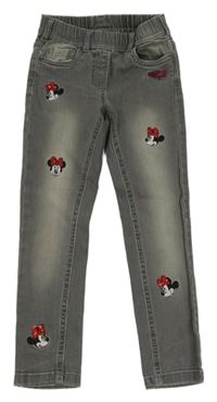 Sivé rifľové džegíny s Minnie s flitrami C&A