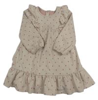 Pudrové vzorované bodkovaná é úpletové šaty s volánikmi Matalan