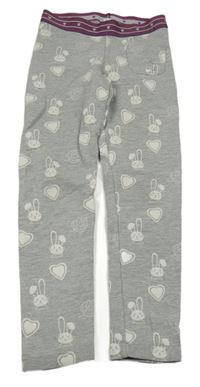 Sivo-slivkové melírované legíny so zajačikmi a srdiečkami S. Oliver