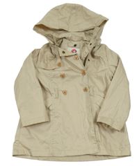 Béžový plátenný jarný kabát s odopínacíá kapucňou Du PareiL