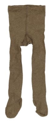 Kávové melírované žebrované punčocháče H&M