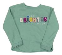 Mentolová mikina s nápisom s flitrami M&S